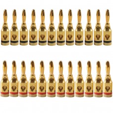 A6521 24 in 1 Car Gold  plated Red and Black 4mm Banana Head Audio Plug