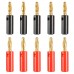 A6545 10 in 1 Car Red and Black Cover Gold  plated 4mm Banana Head Audio Plug