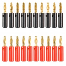 A6546 20 in 1 Car Red and Black Cover Gold  plated 4mm Banana Head Audio Plug