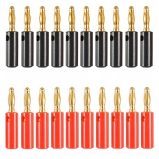 A6546 20 in 1 Car Red and Black Cover Gold  plated 4mm Banana Head Audio Plug