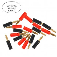 A6549 40 in 1 Car Red and Black Cover Gold  plated 4mm Banana Head Audio Plug