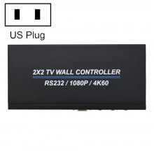 BT100 4K 60Hz 1080P 2 x 2 TV Wall Controller  Plug Type  US Plug  Black